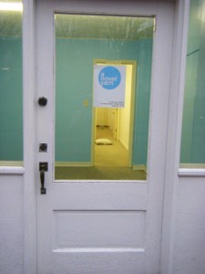 A Novel Yarn Front door of Tara Swiger's new store, A Novel Yarn