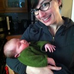 Wearing the sweater I made him. *melts*
