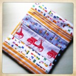 Scrap fabric pieced together = toddler funtimes.