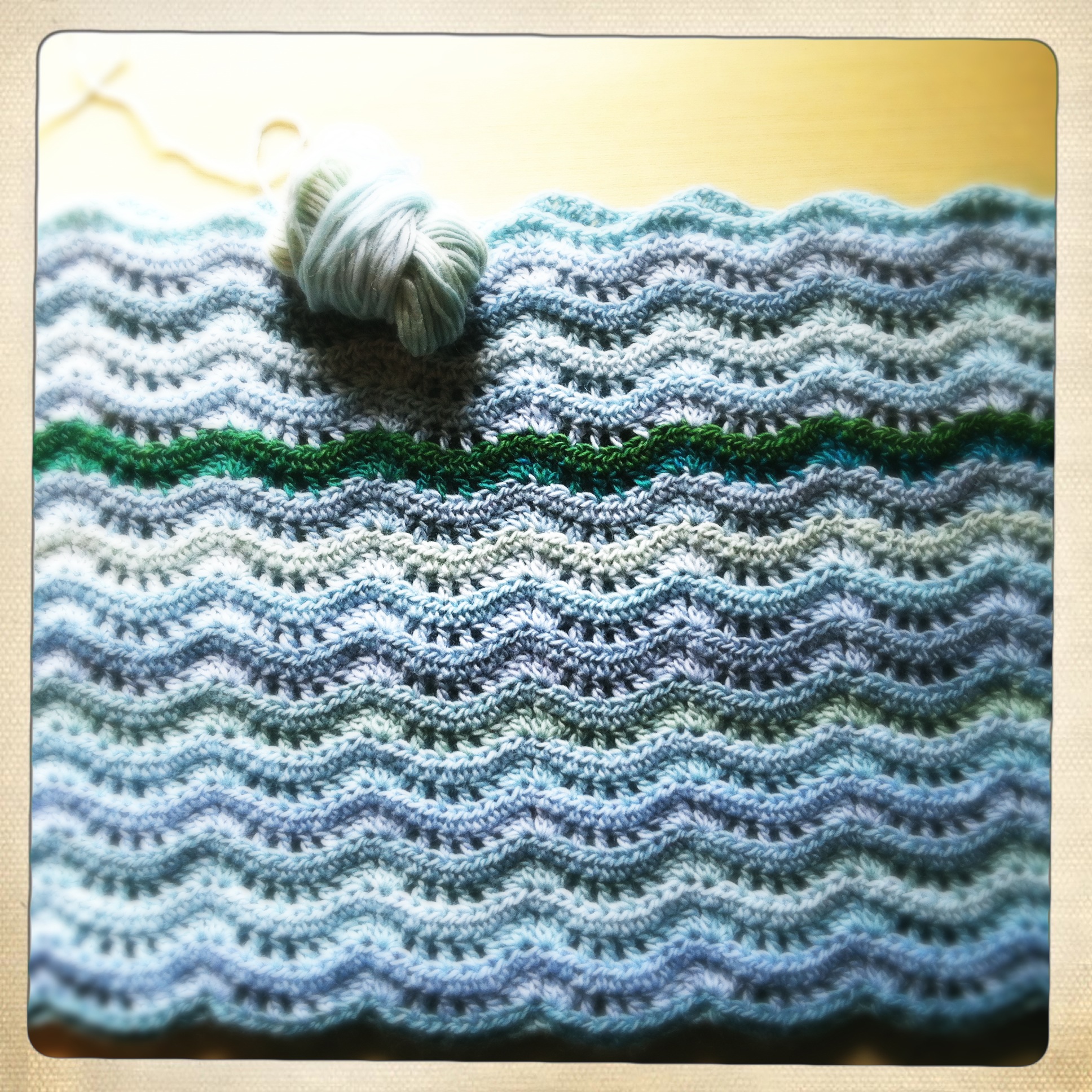 Land and Sea blanket in progress