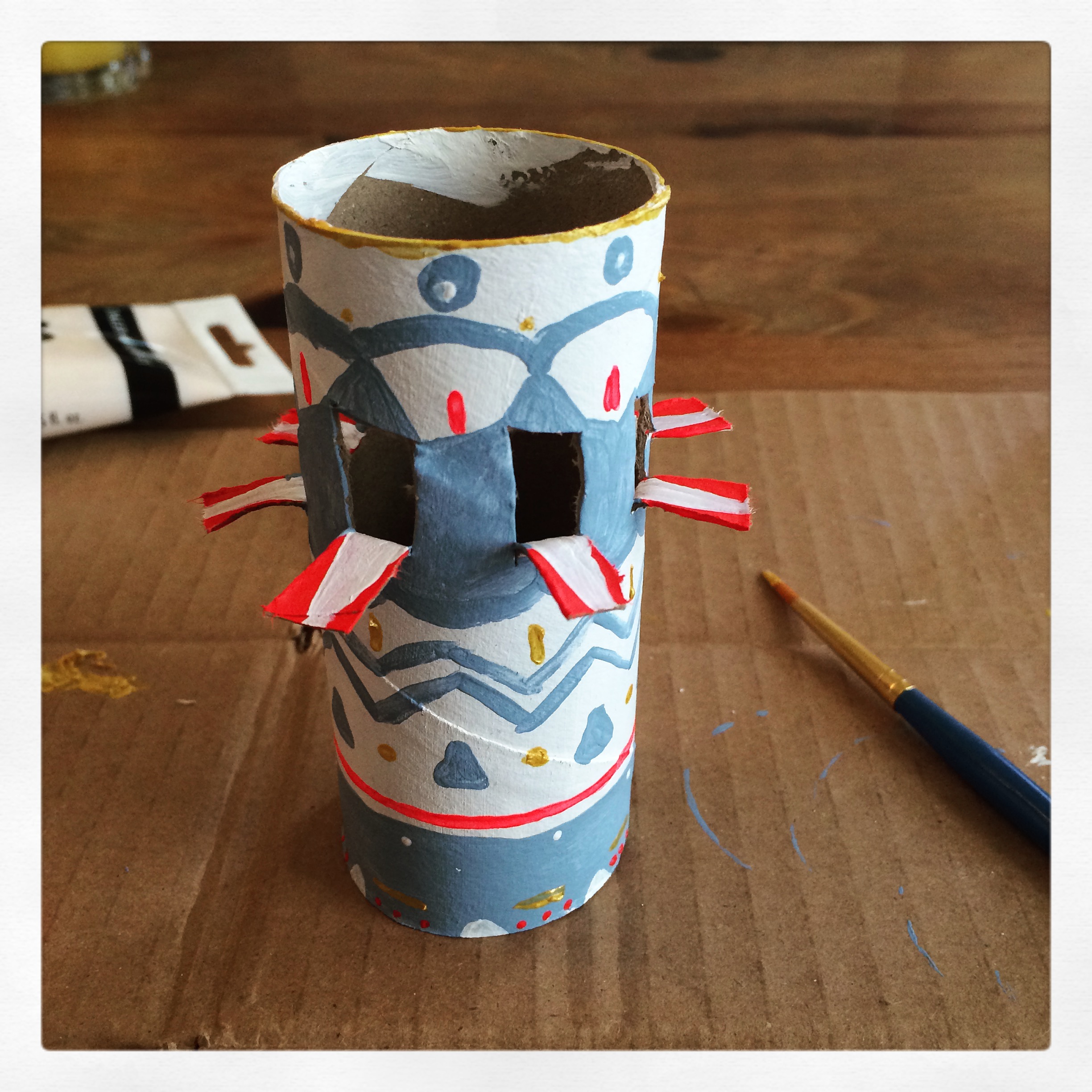 toilet-paper-tube craft with paint