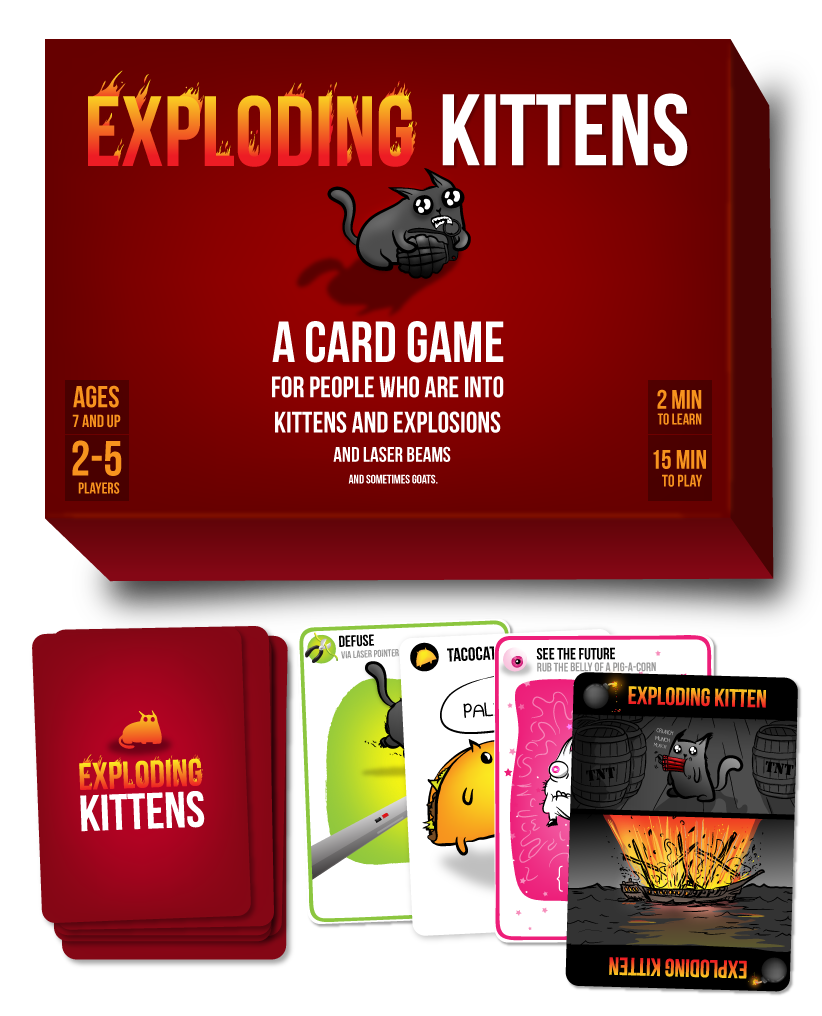 image of exploding kittens card game