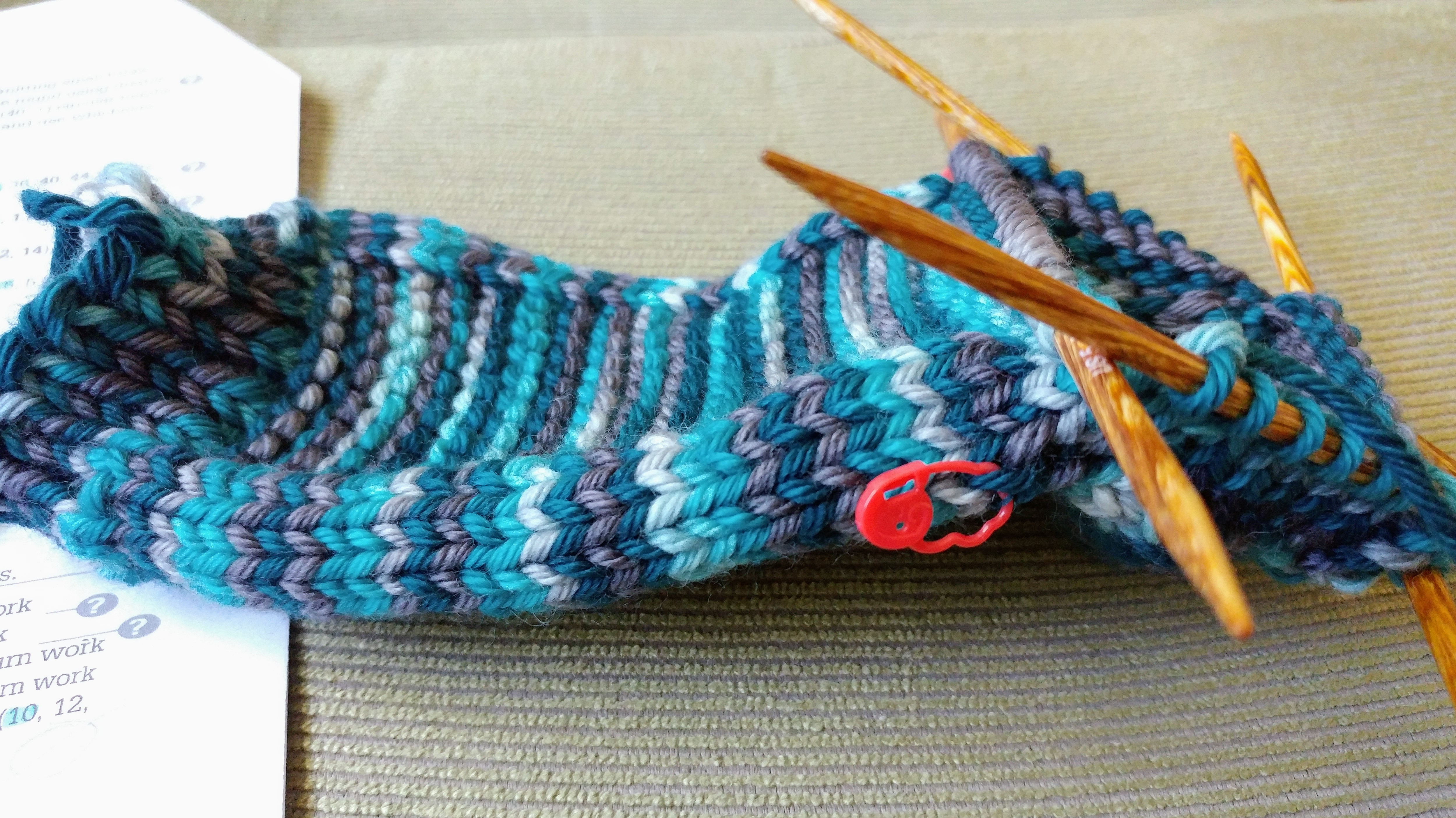 Knitting a sock in worsted weight yarn. https://www.kimwerker.com/blog