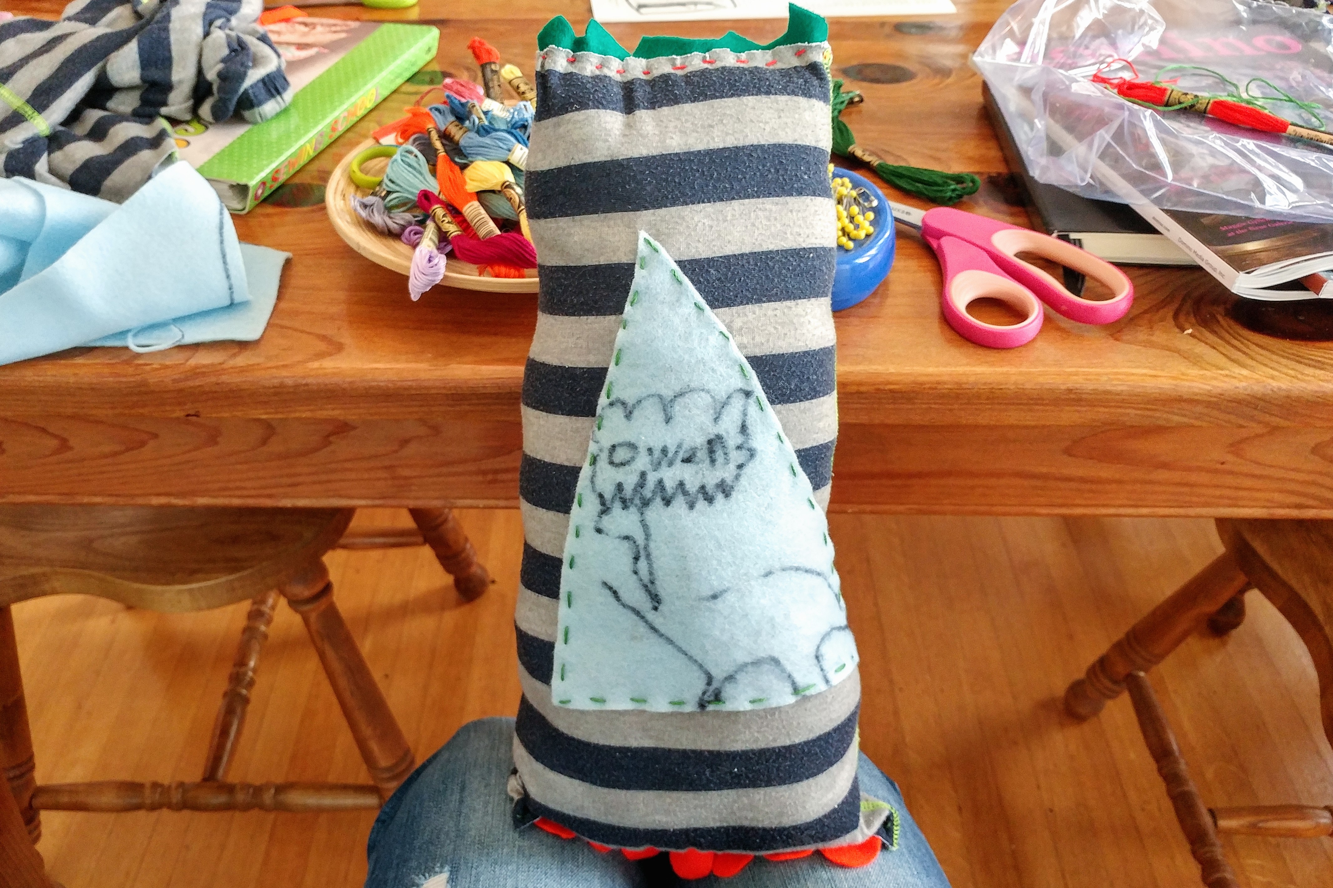 Upcycled pillow out of outgrown pajamas. So fun! â€“ https://www.kimwerker.com/blog