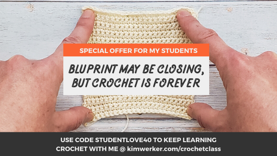 Bluprint students, use this code for 40% off my own crochet class!